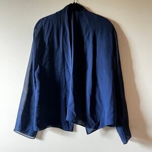 Eileen fisher navy blue silk open blouse S